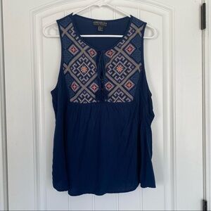 Forever 21 Plus Sizes Women’s Navy Embroidered Tank Top Size 1X